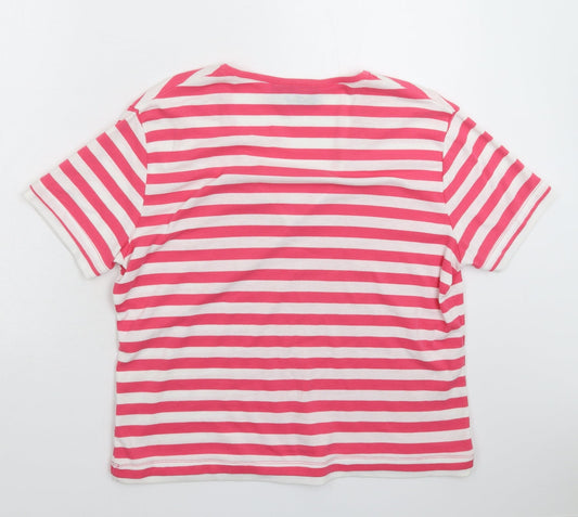 First Avenue Womens Pink Striped  Basic T-Shirt Size XL