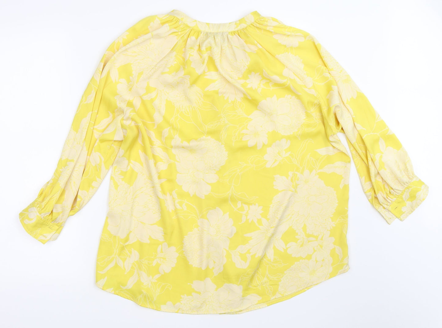 Womens UK Size 14 H&M Yellow Basic Button-Up