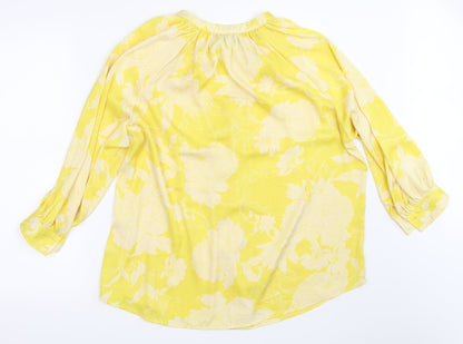 Womens UK Size 14 H&M Yellow Basic Button-Up