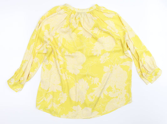 Womens UK Size 14 H&M Yellow Basic Button-Up