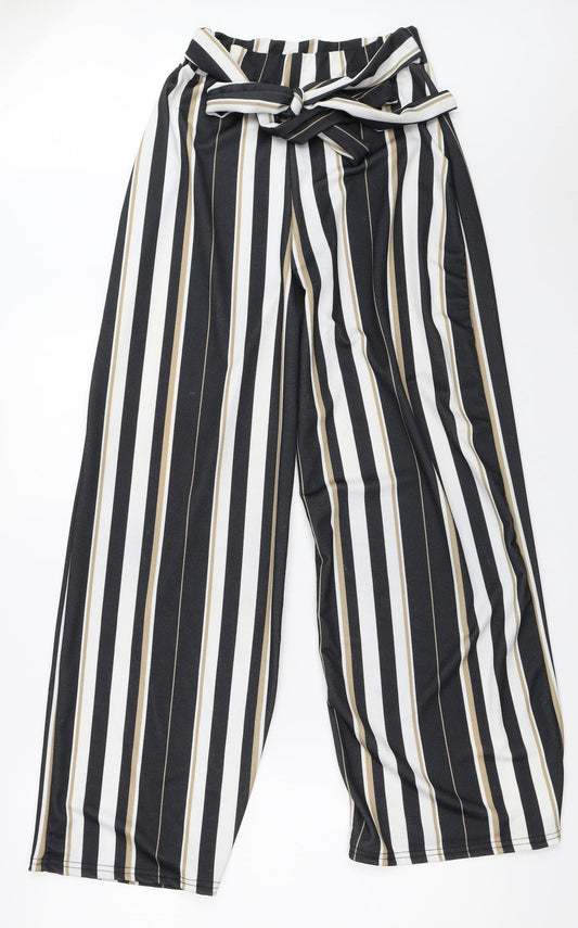Select Womens Black Striped  Trousers  Size 8 L30 in