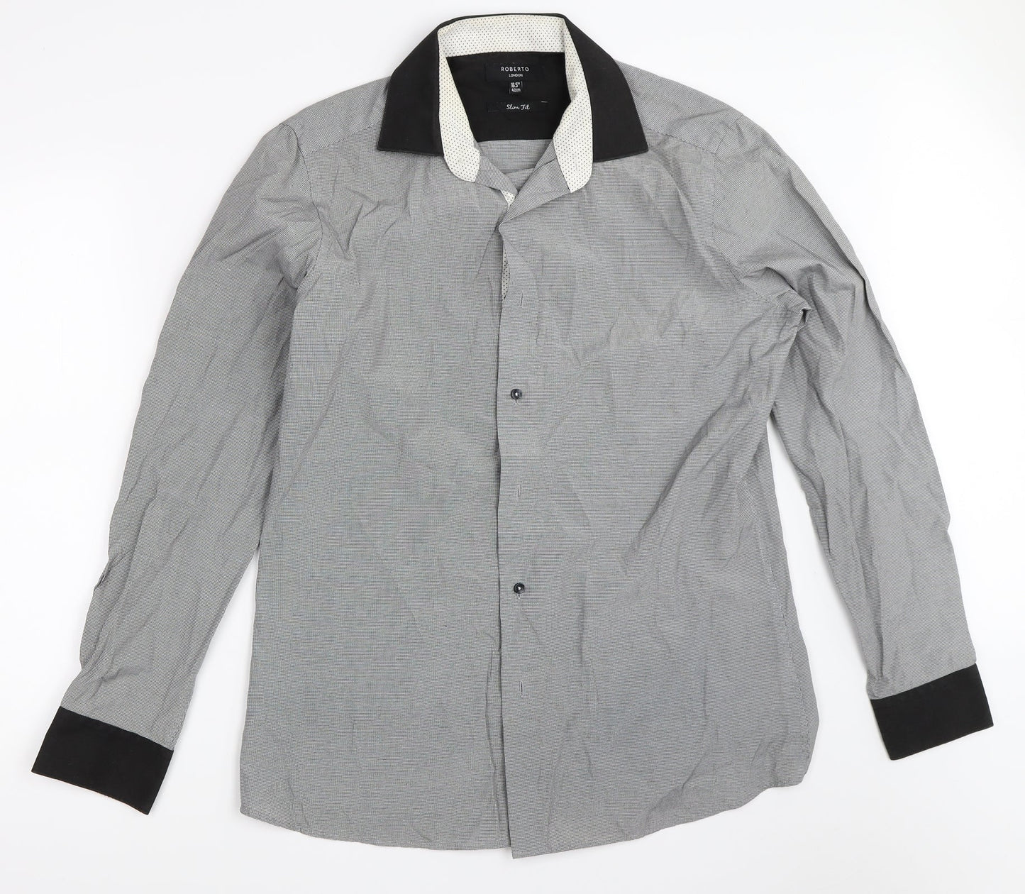 Roberto Mens Grey    Button-Up Size 16.5