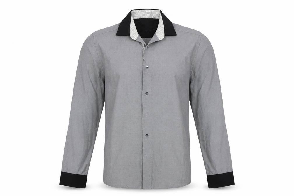 Mens UK Size 16.5 Roberto Grey  Button-Up Long Sleeve Casual Shirt