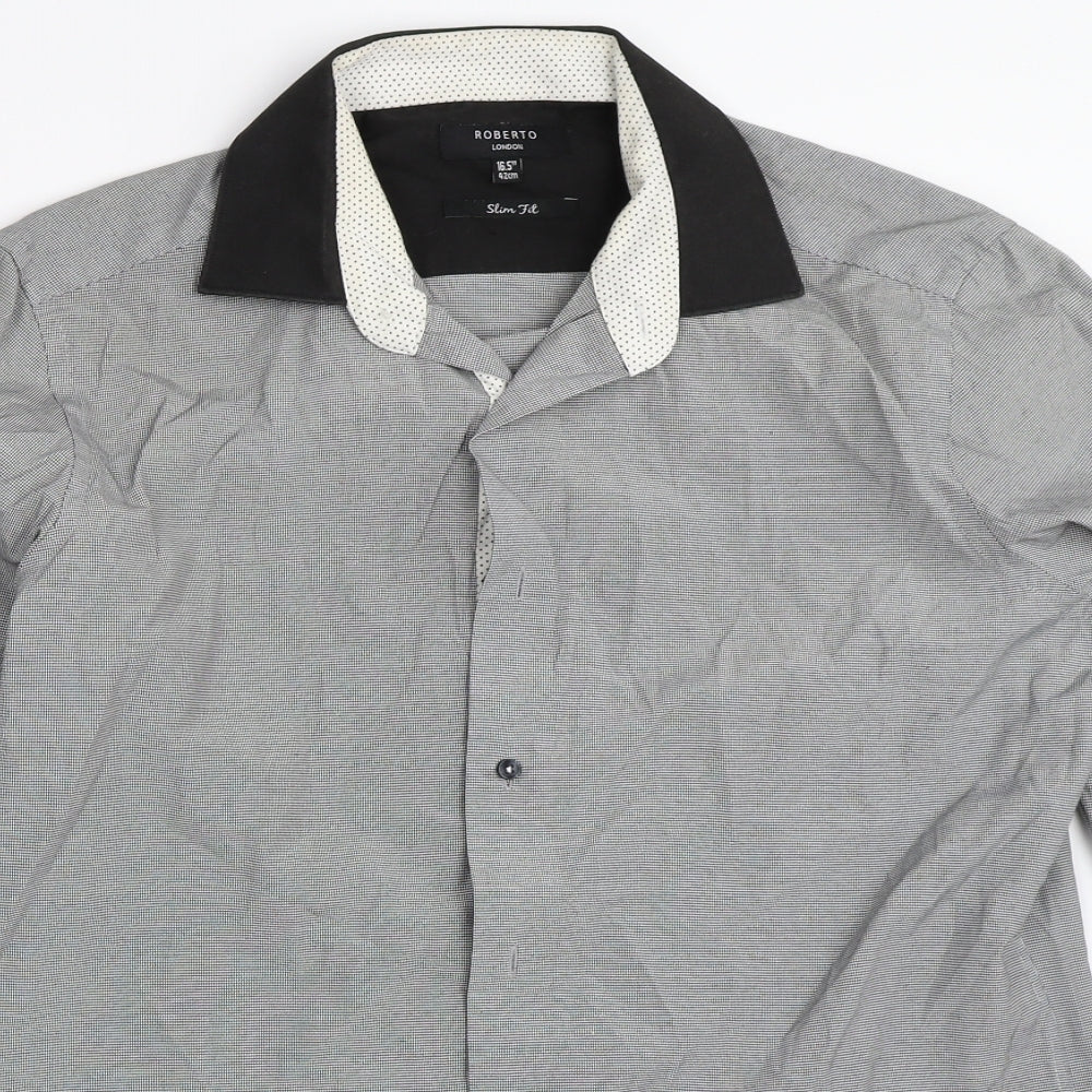 Roberto Mens Grey    Button-Up Size 16.5