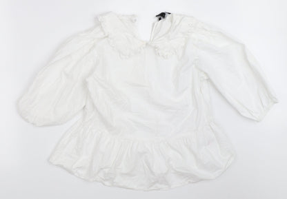 Womens UK Size 10 New Look White Basic Blouse