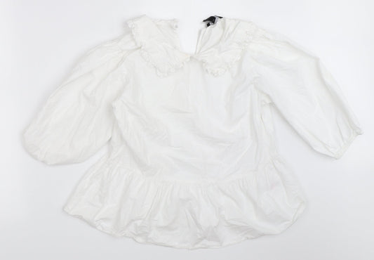Womens UK Size 10 New Look White Basic Blouse