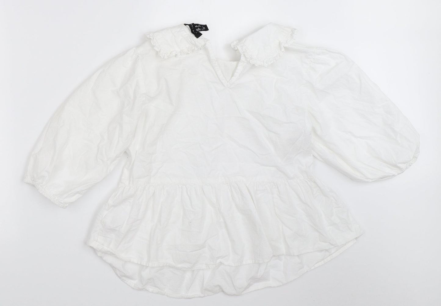 Womens UK Size 10 New Look White Basic Blouse