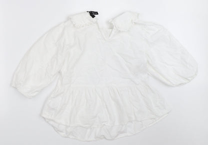 Womens UK Size 10 New Look White Basic Blouse