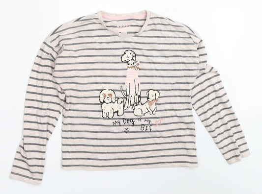 F&F Girls Pink Striped  Basic T-Shirt Size 9-10 Years