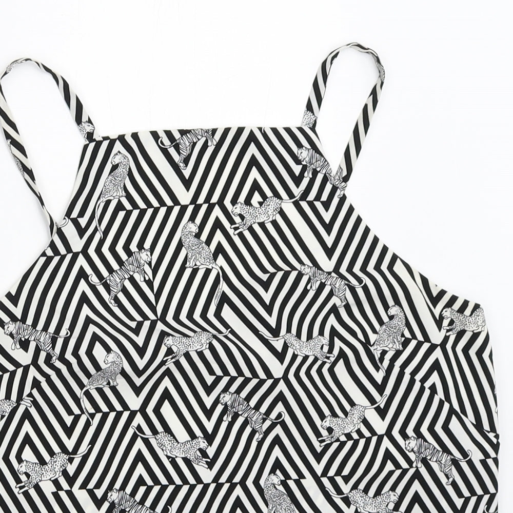 Topshop Womens White Geometric  Basic Blouse Size 8