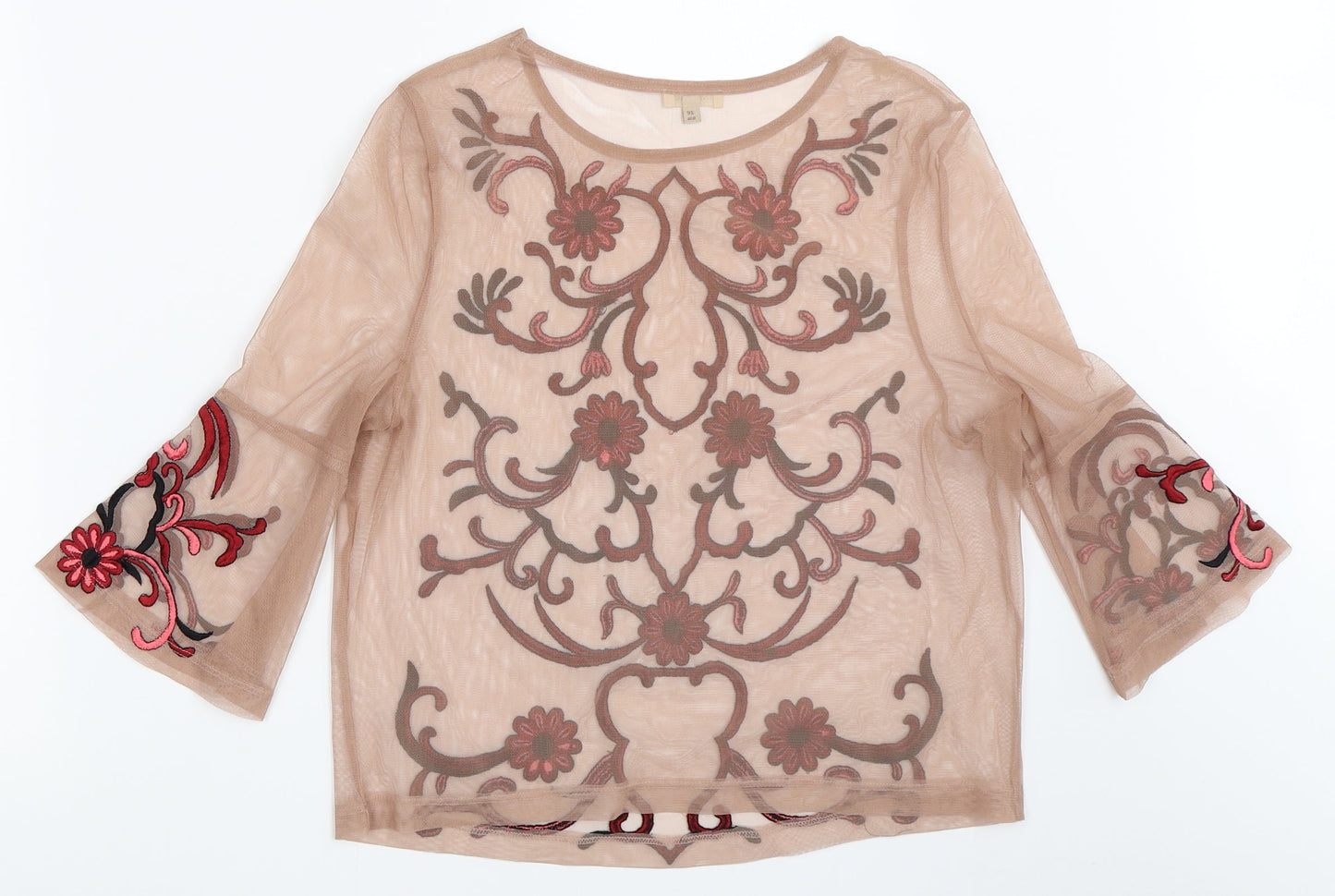 Womens UK Size 10 River Island Beige Basic Blouse