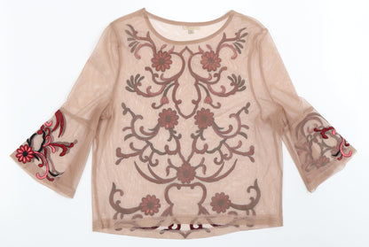 Womens UK Size 10 River Island Beige Basic Blouse