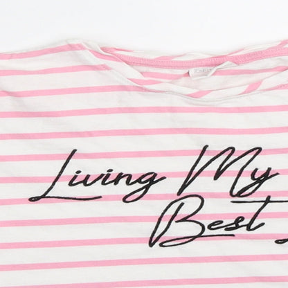 F&F Girls Pink Striped  Basic T-Shirt Size 11-12 Years