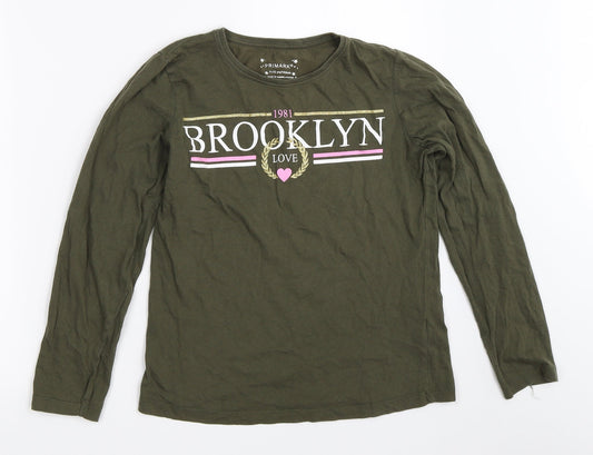 Primark Girls Green   Basic T-Shirt Size 11-12 Years