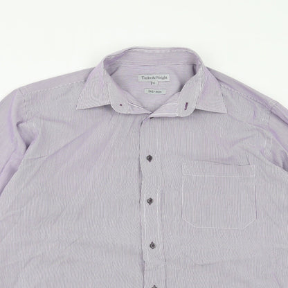 Taylor & Wright Mens Purple Striped   Dress Shirt Size 15.5  - Easy Iron