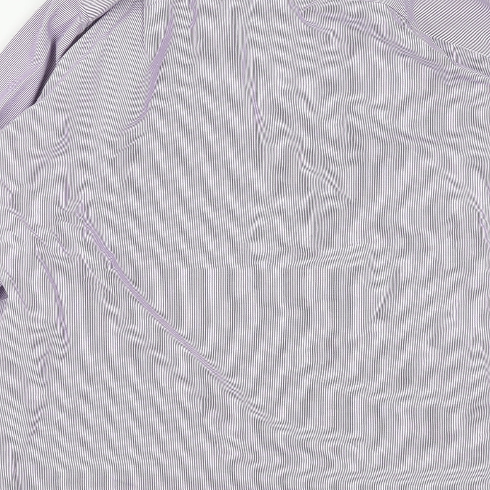 Taylor & Wright Mens Purple Striped   Dress Shirt Size 15.5  - Easy Iron