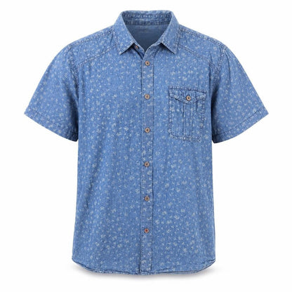 Mens UK Size L H.J.H. Blue  Button-Up Short Sleeve Casual Shirt