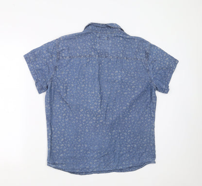 Mens UK Size L H.J.H. Blue  Button-Up Short Sleeve Casual Shirt
