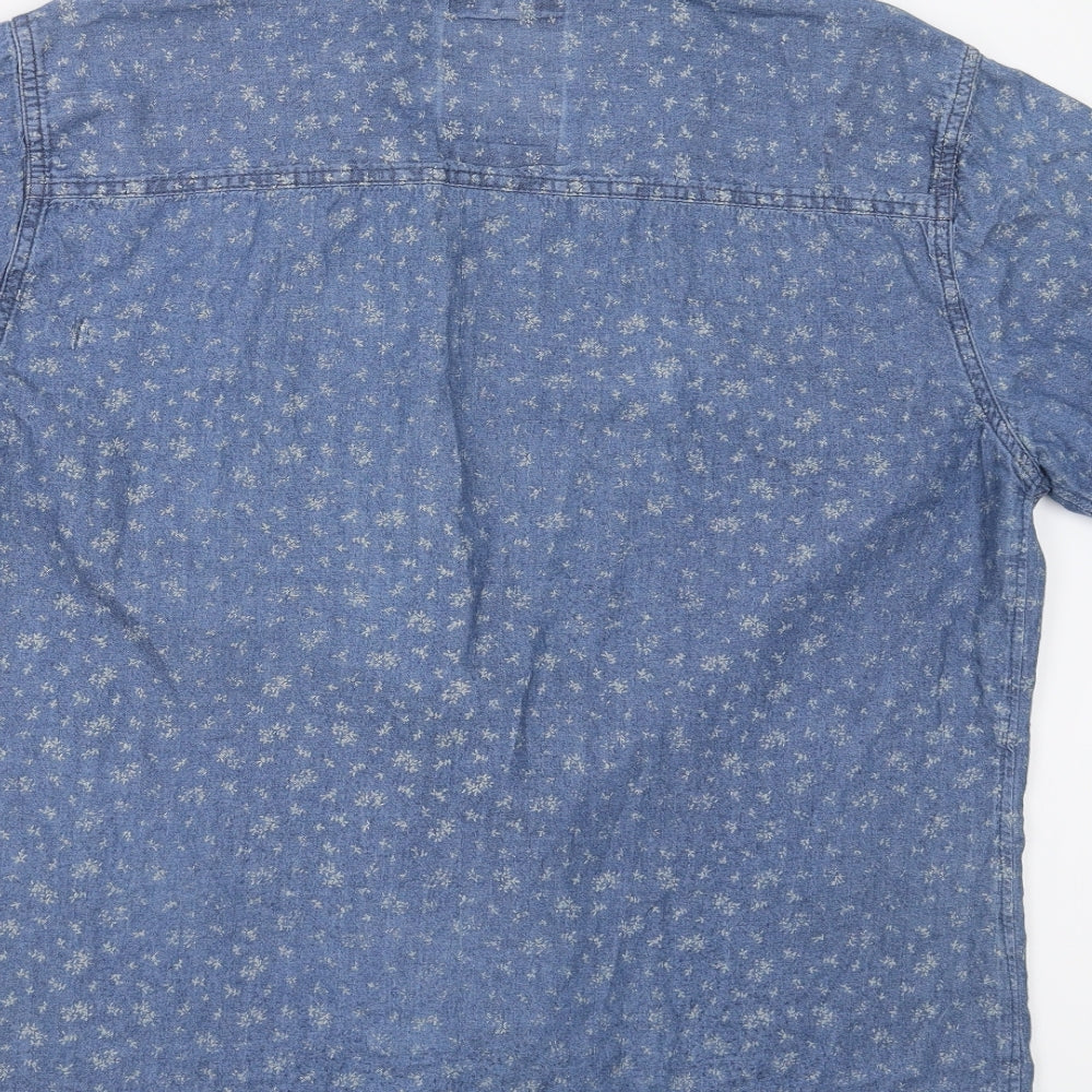 Mens UK Size L H.J.H. Blue  Button-Up Short Sleeve Casual Shirt