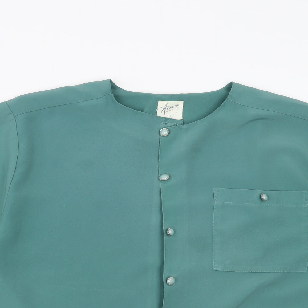 Womens UK Size 18 Amari Green Basic Blouse