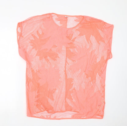 F&F Womens Orange Floral  Basic T-Shirt Size M