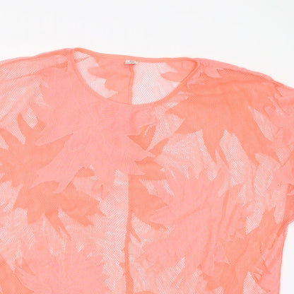 F&F Womens Orange Floral  Basic T-Shirt Size M