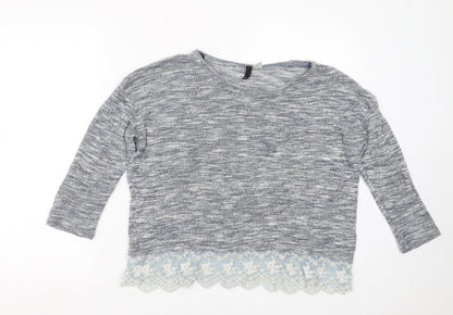 Divided by H&M Womens Blue  Knit Pullover Jumper Size S  - lace hem