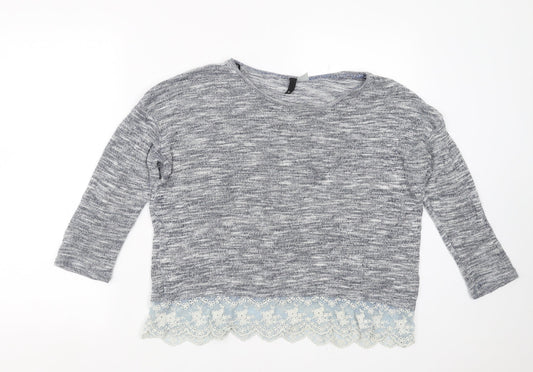 Divided by H&M Womens Blue  Knit Pullover Jumper Size S  - lace hem