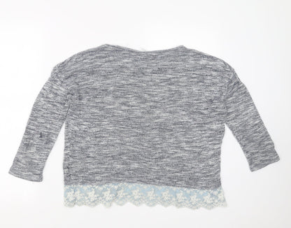 Divided by H&M Womens Blue  Knit Pullover Jumper Size S  - lace hem