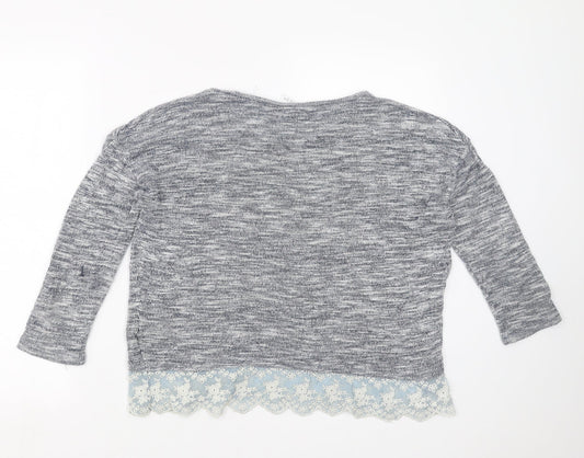 Divided by H&M Womens Blue  Knit Pullover Jumper Size S  - lace hem