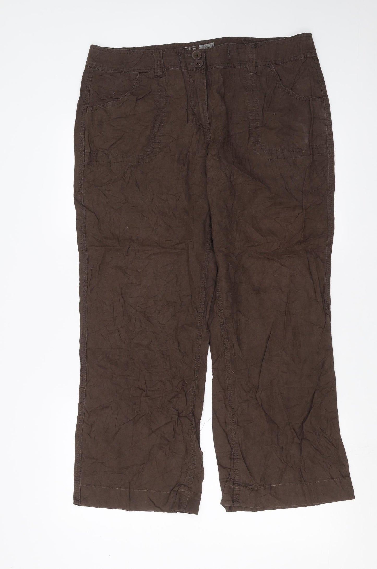 Womens UK Size 38 in F&F Regular Fit  Brown Trousers