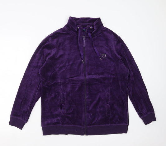 Womens UK Size XL ESMARA Purple Full Zip Jumper