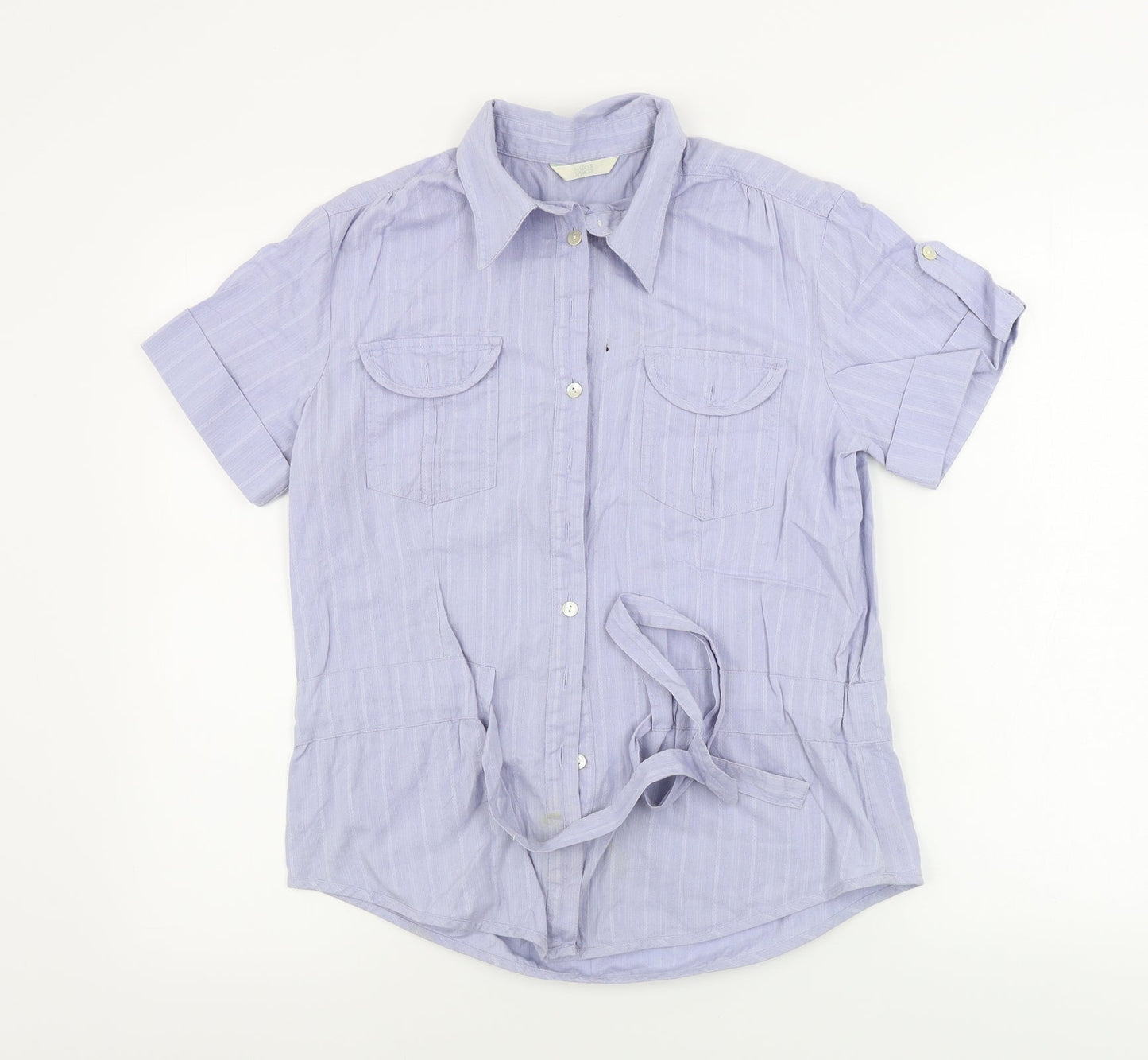 Womens UK Size 8 Marks and Spencer Blue Basic Button-Up