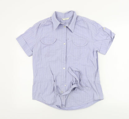 Womens UK Size 8 Marks and Spencer Blue Basic Button-Up