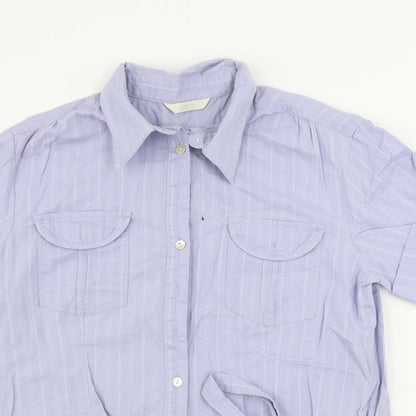 Womens UK Size 8 Marks and Spencer Blue Basic Button-Up