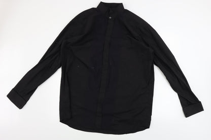 Mens UK Size 17 colin ross Black  Button-Up Long Sleeve Casual Shirt