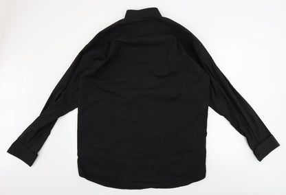 Mens UK Size 17 colin ross Black  Button-Up Long Sleeve Casual Shirt