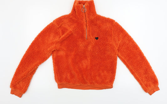 Womens UK Size 8 Topshop Orange Henley Jumper