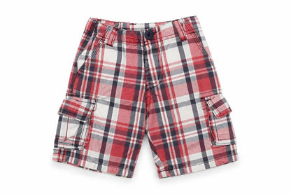 Primark Boys Red Check  Cargo Shorts Size 2 Years