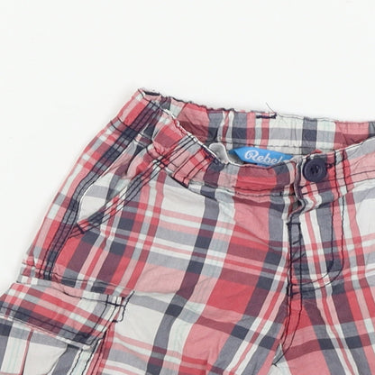 Primark Boys Red Check  Cargo Shorts Size 2 Years