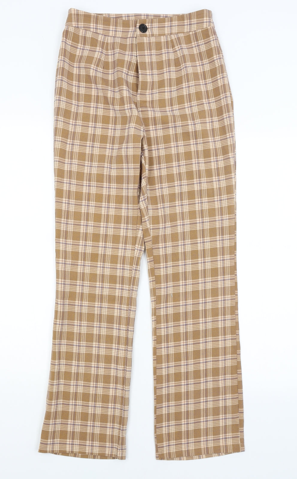 SheIn Womens Brown Plaid  Trousers  Size S L27 in