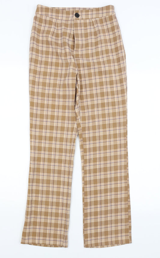 SheIn Womens Brown Plaid  Trousers  Size S L27 in