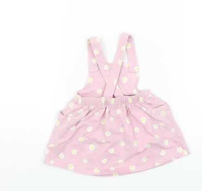 Nutmeg Baby Pink Floral  Pinafore/Dungaree Dress  Size 3-6 Months