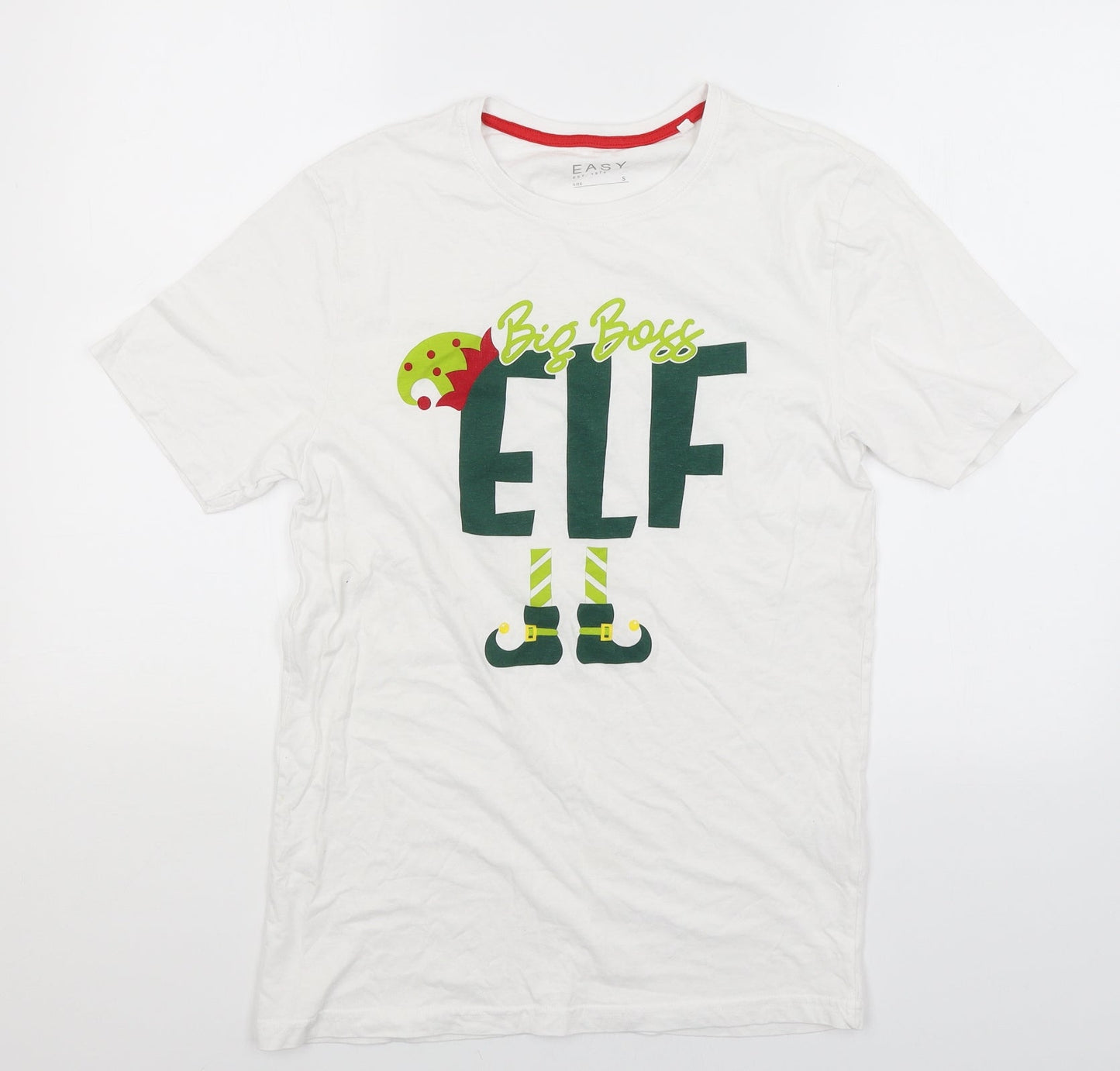 Mens UK Size S Easy White  T-Shirt