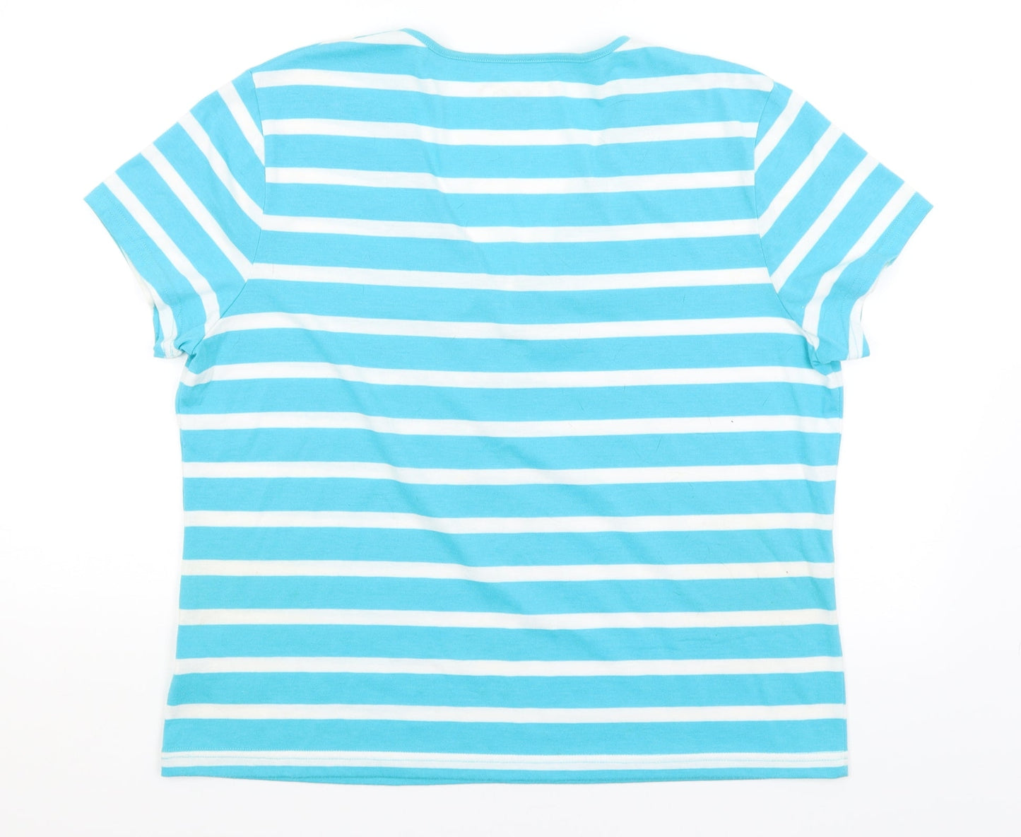 First Avenue Womens Blue Striped  Basic T-Shirt Size XL