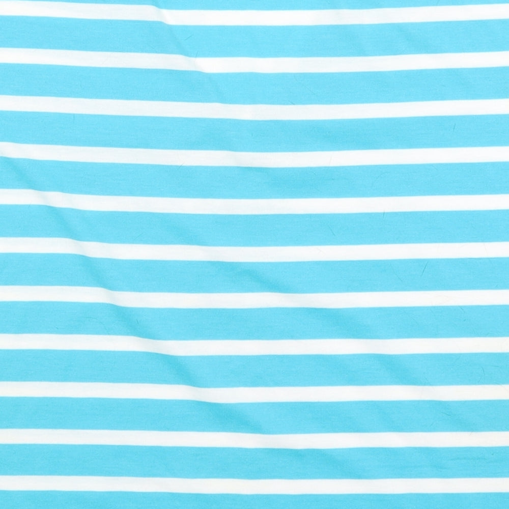 First Avenue Womens Blue Striped  Basic T-Shirt Size XL