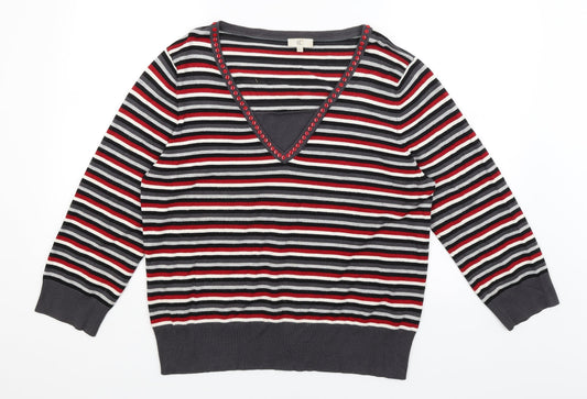 CC Womens Grey Striped  Pullover Jumper Size XL