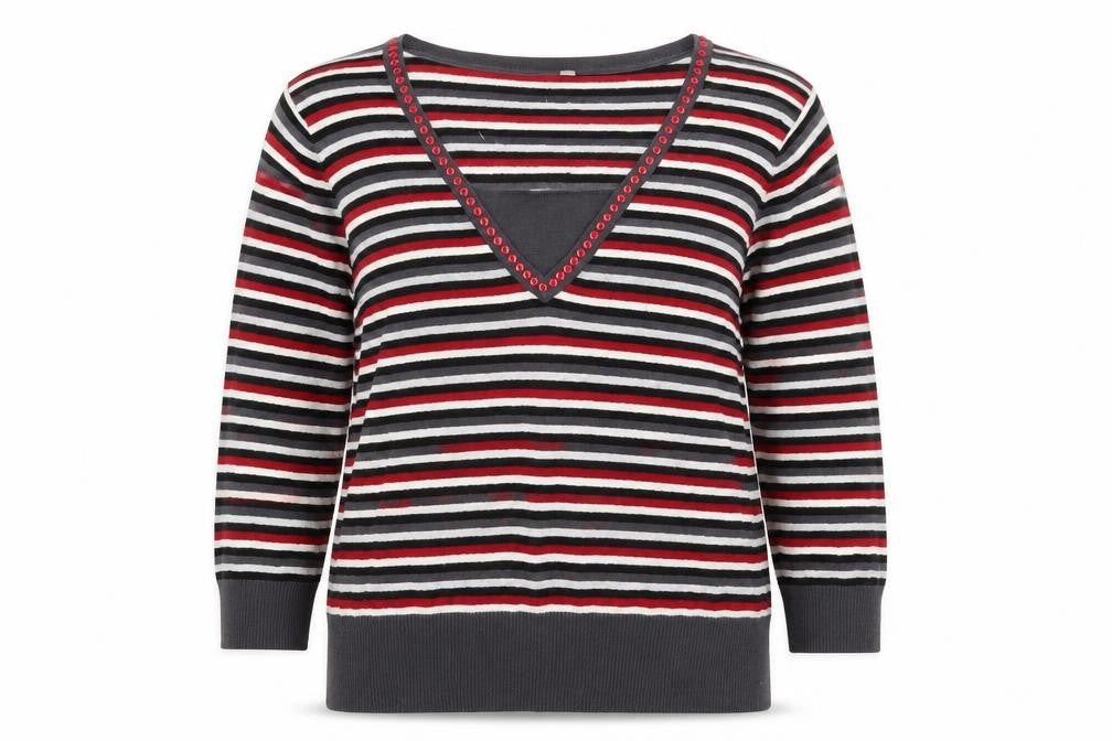 Country Casuals Womens Grey Striped Pullover Jumper Size XL