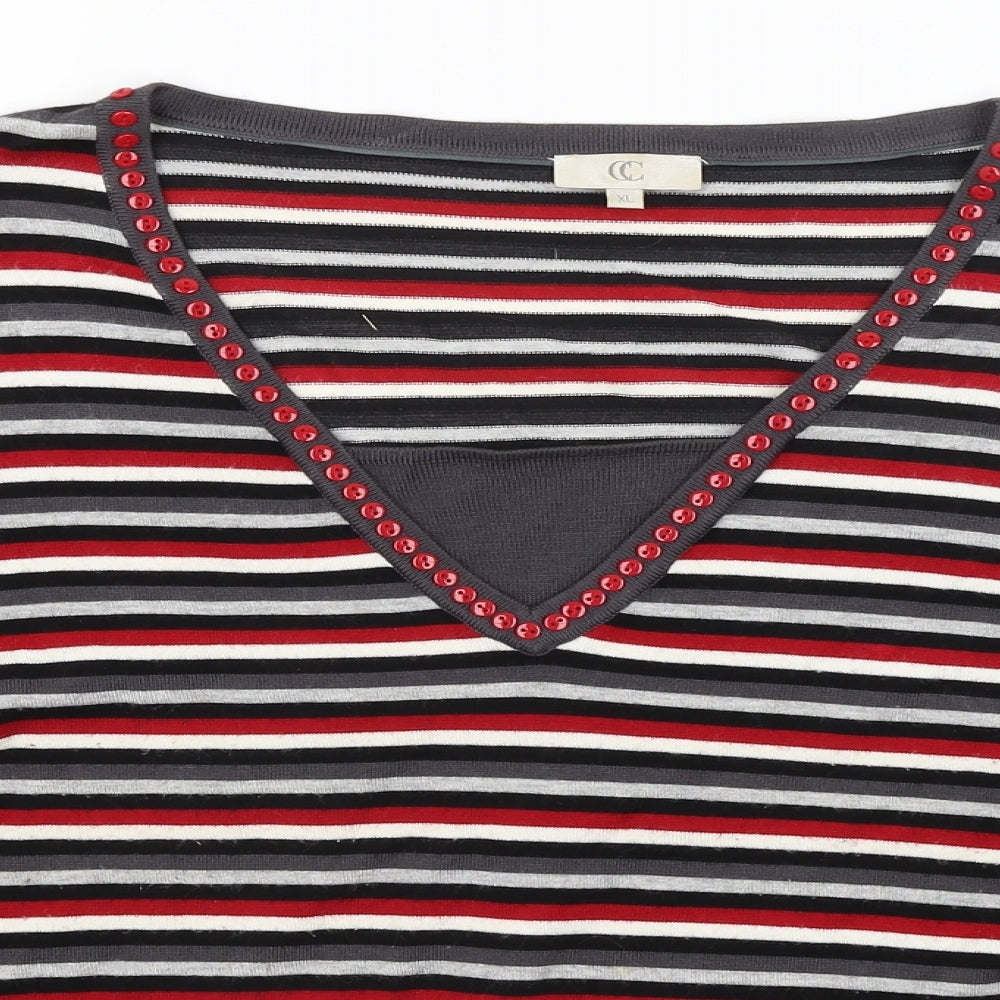CC Womens Grey Striped  Pullover Jumper Size XL