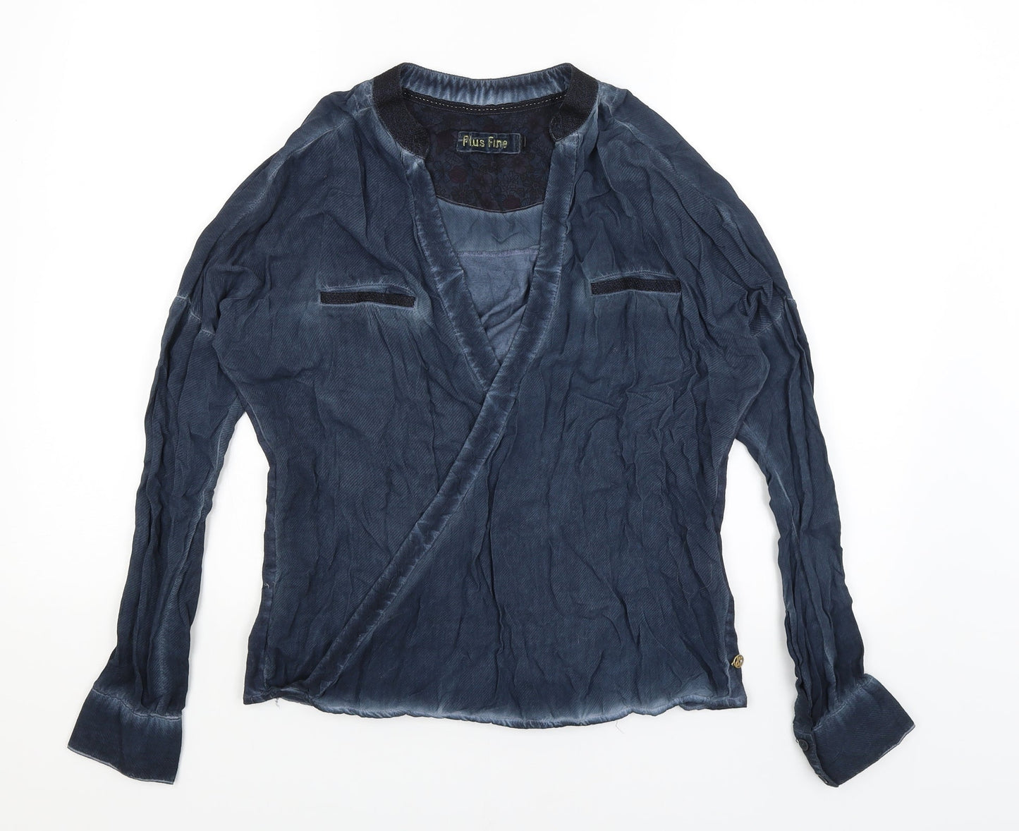 Plus Fine Womens Blue   Basic T-Shirt Size M